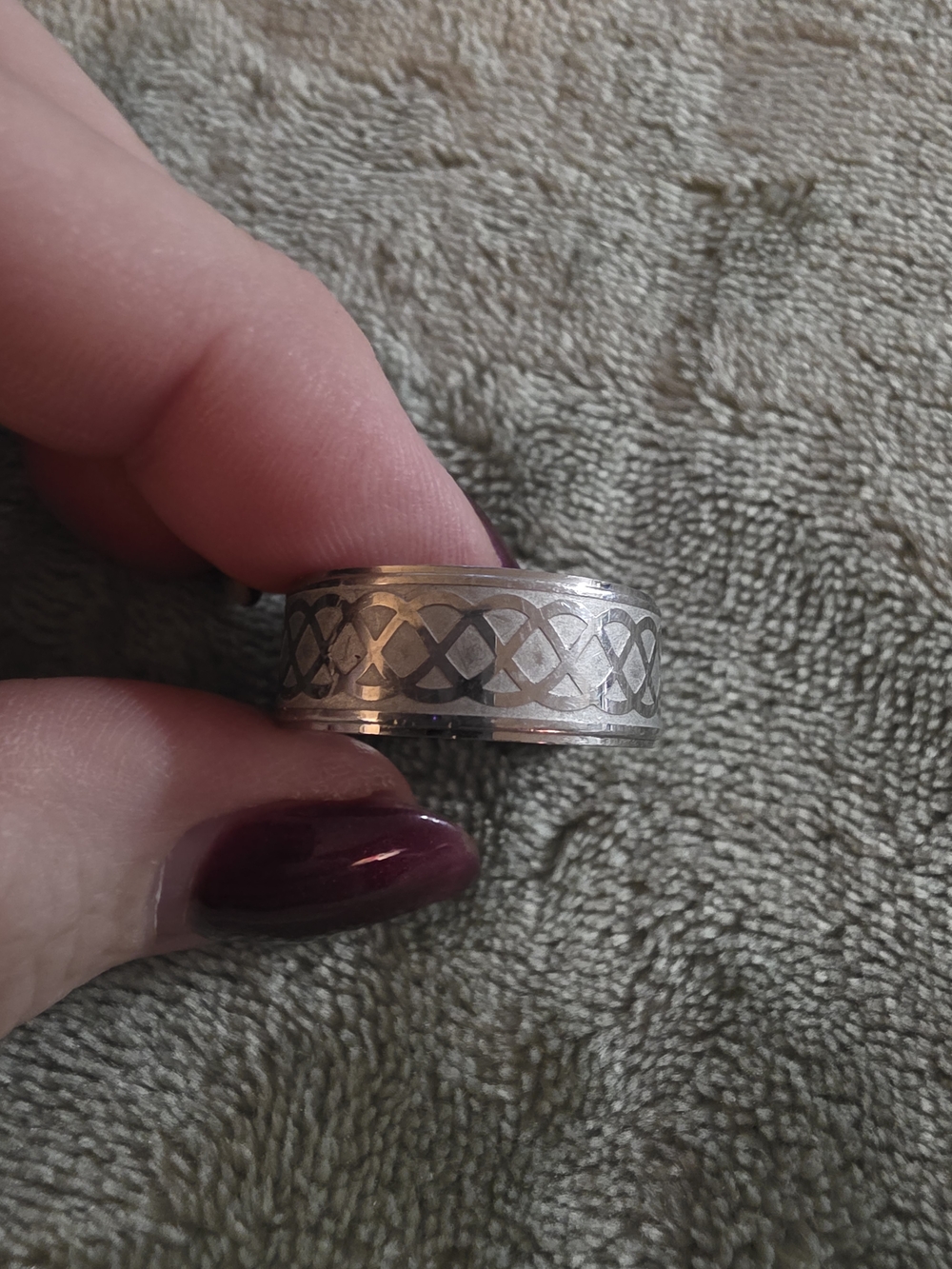 Sterling Silver Christian Celtic Knot Wide Band Ring - Size 11 See Pics